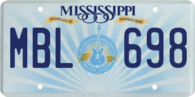 MS license plate MBL698
