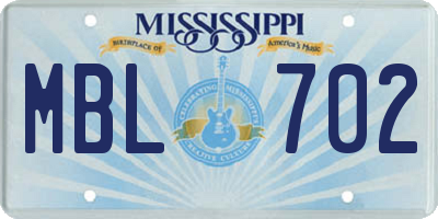 MS license plate MBL702