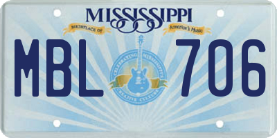 MS license plate MBL706