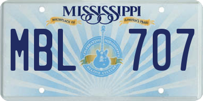 MS license plate MBL707