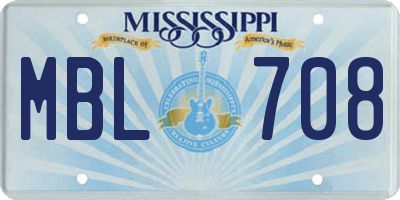 MS license plate MBL708