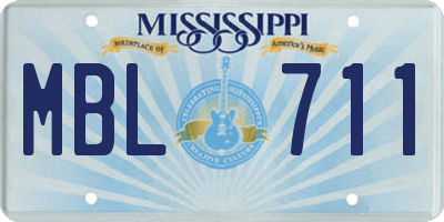 MS license plate MBL711