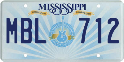 MS license plate MBL712