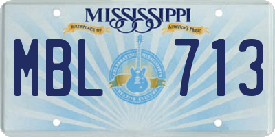 MS license plate MBL713