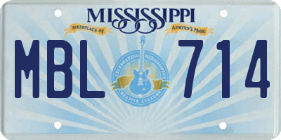 MS license plate MBL714