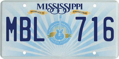 MS license plate MBL716