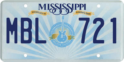 MS license plate MBL721