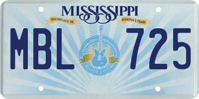 MS license plate MBL725