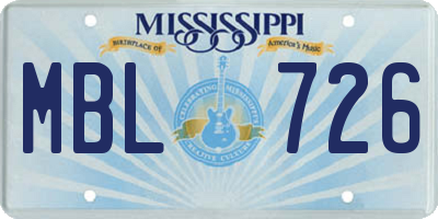 MS license plate MBL726