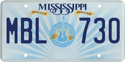 MS license plate MBL730