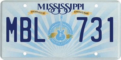 MS license plate MBL731