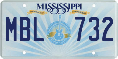MS license plate MBL732