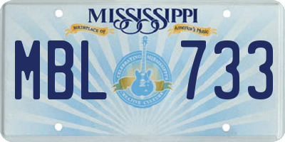 MS license plate MBL733