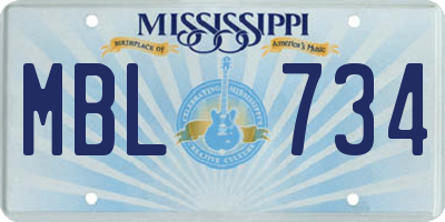 MS license plate MBL734