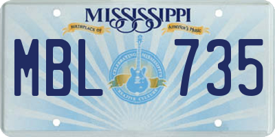 MS license plate MBL735