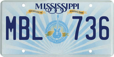 MS license plate MBL736