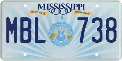 MS license plate MBL738
