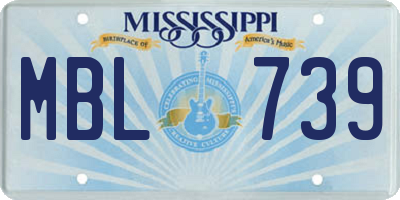 MS license plate MBL739