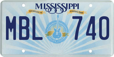 MS license plate MBL740