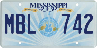 MS license plate MBL742
