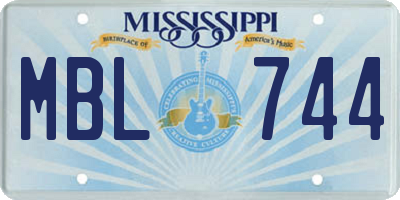 MS license plate MBL744