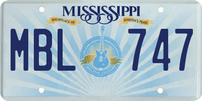 MS license plate MBL747
