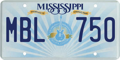 MS license plate MBL750