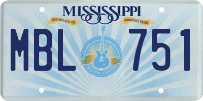 MS license plate MBL751