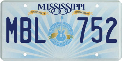 MS license plate MBL752
