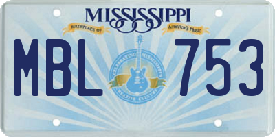 MS license plate MBL753