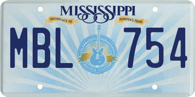 MS license plate MBL754