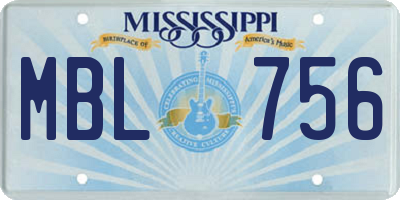 MS license plate MBL756