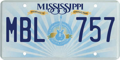 MS license plate MBL757