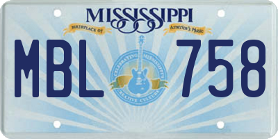 MS license plate MBL758