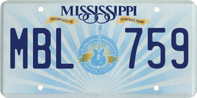 MS license plate MBL759