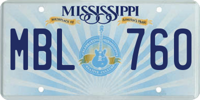MS license plate MBL760