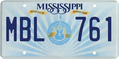 MS license plate MBL761