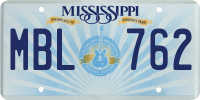 MS license plate MBL762