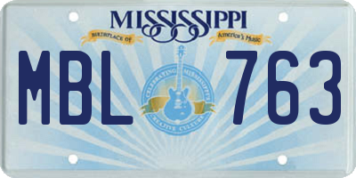 MS license plate MBL763
