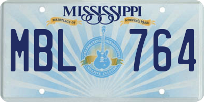 MS license plate MBL764
