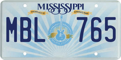 MS license plate MBL765