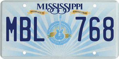 MS license plate MBL768