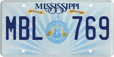 MS license plate MBL769