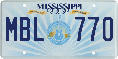 MS license plate MBL770