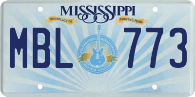 MS license plate MBL773