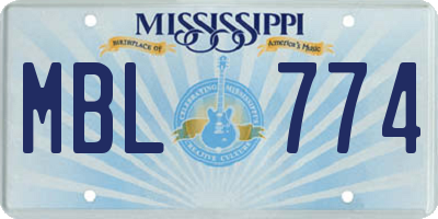 MS license plate MBL774