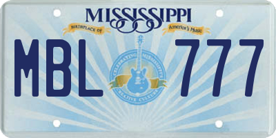 MS license plate MBL777