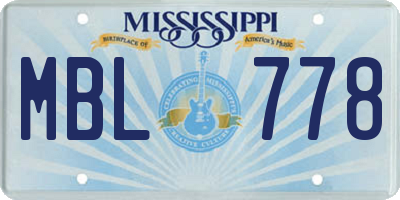 MS license plate MBL778