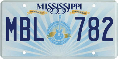MS license plate MBL782