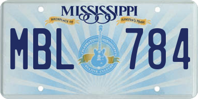 MS license plate MBL784